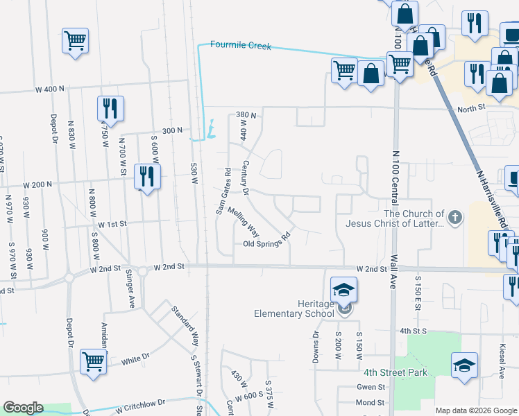 map of restaurants, bars, coffee shops, grocery stores, and more near 369 West Goodale Drive in Ogden