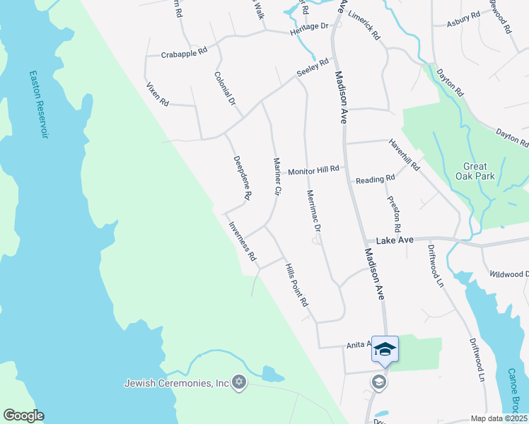 map of restaurants, bars, coffee shops, grocery stores, and more near 80 Mariner Circle in Trumbull