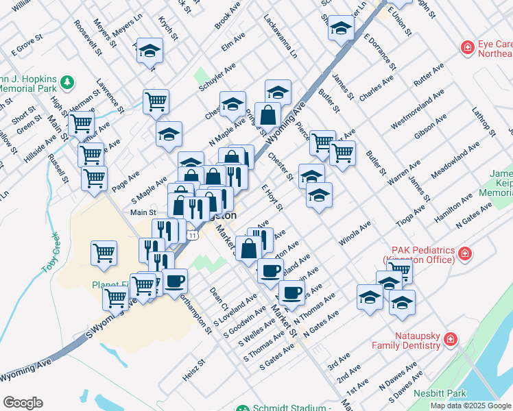 map of restaurants, bars, coffee shops, grocery stores, and more near 275 Rutter Avenue in Kingston