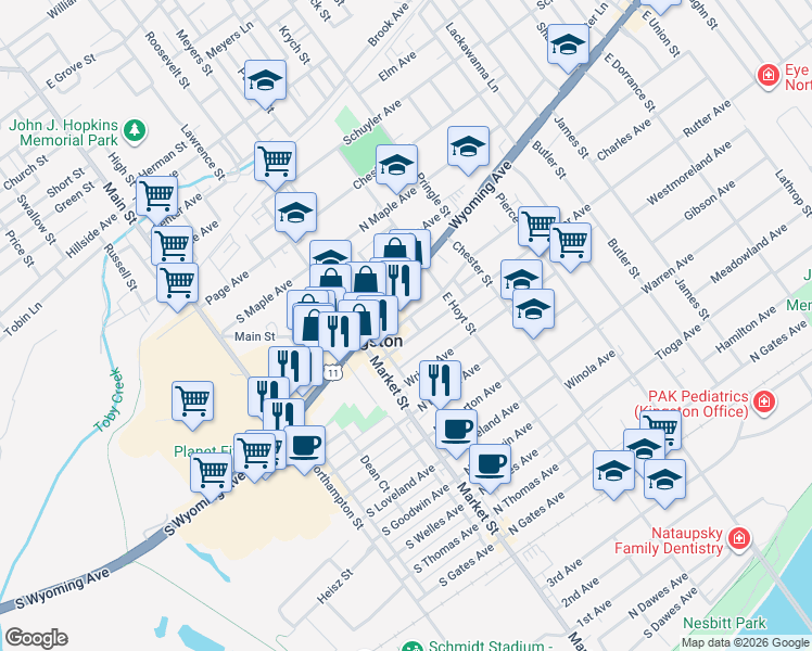 map of restaurants, bars, coffee shops, grocery stores, and more near 242 Rutter Avenue in Kingston