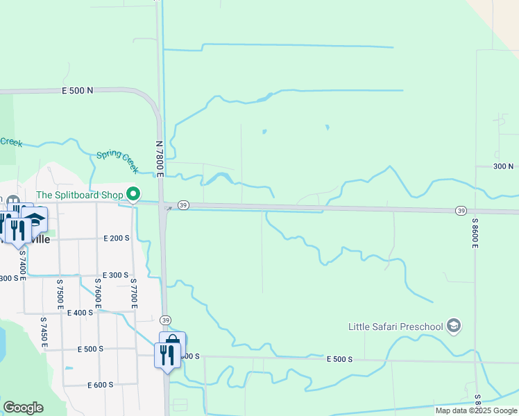 map of restaurants, bars, coffee shops, grocery stores, and more near 7948 East 100 South in Huntsville