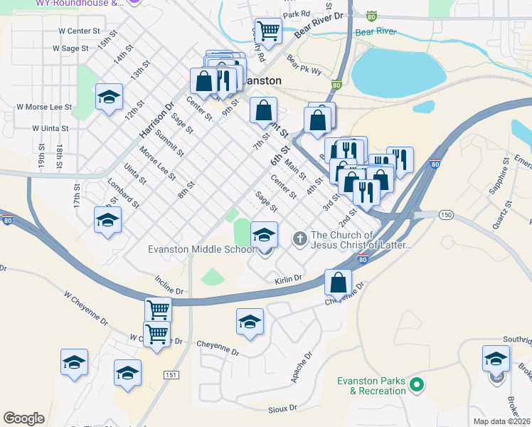map of restaurants, bars, coffee shops, grocery stores, and more near 417 Sage Street in Evanston