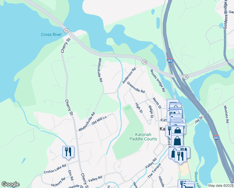 map of restaurants, bars, coffee shops, grocery stores, and more near 13 Summit Road in Katonah