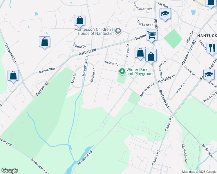 map of restaurants, bars, coffee shops, grocery stores, and more near 11 Helens Drive in Nantucket