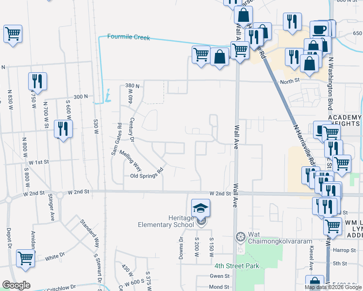 map of restaurants, bars, coffee shops, grocery stores, and more near 157 North Keogh Lane in Ogden