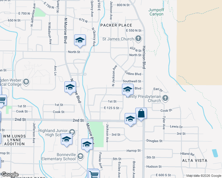 map of restaurants, bars, coffee shops, grocery stores, and more near 1012 Vitt Drive in Ogden