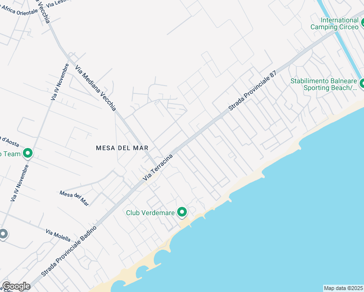 map of restaurants, bars, coffee shops, grocery stores, and more near 266 Via Terracina in Terracina
