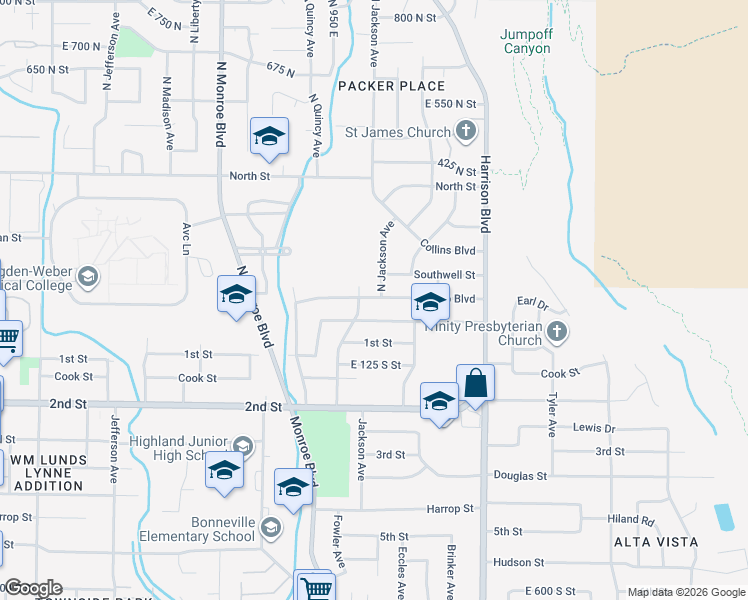 map of restaurants, bars, coffee shops, grocery stores, and more near 1012 Vitt Drive in Ogden