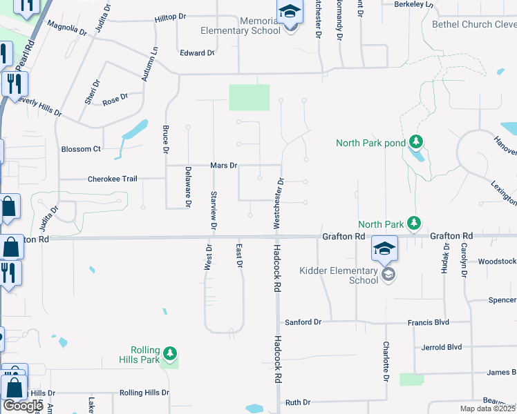 map of restaurants, bars, coffee shops, grocery stores, and more near 501 Cranlyn Court in Brunswick