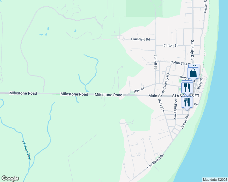 map of restaurants, bars, coffee shops, grocery stores, and more near 316 Milestone Road in Nantucket