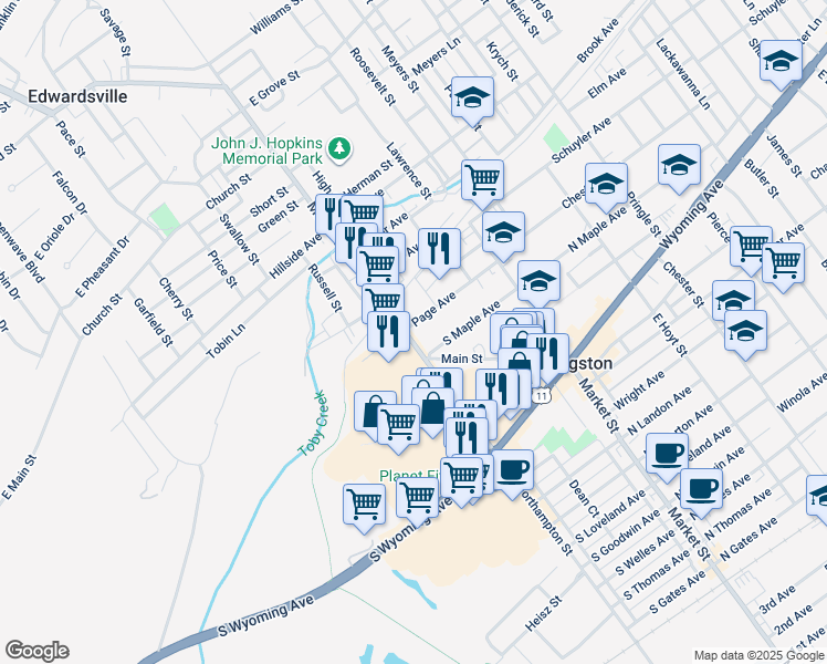 map of restaurants, bars, coffee shops, grocery stores, and more near 101 Page Avenue in Kingston