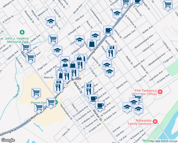 map of restaurants, bars, coffee shops, grocery stores, and more near 290 Rutter Avenue in Kingston