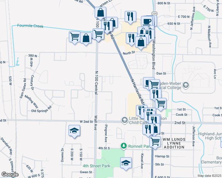 map of restaurants, bars, coffee shops, grocery stores, and more near 204 North 180 East Street in Ogden