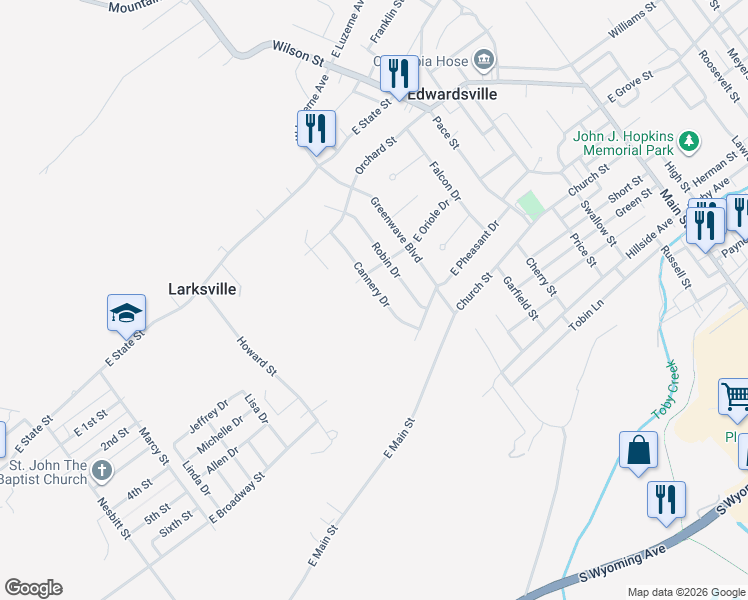 map of restaurants, bars, coffee shops, grocery stores, and more near 158-198 Cannery Dr in Larksville