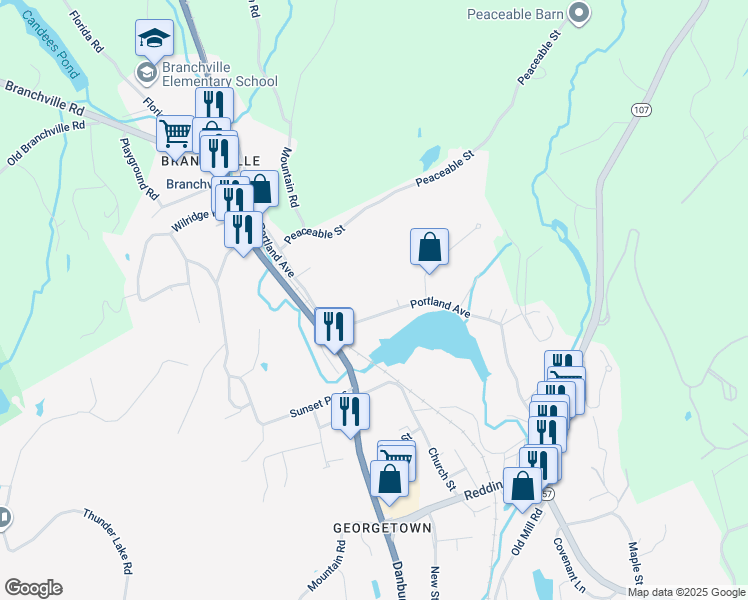 map of restaurants, bars, coffee shops, grocery stores, and more near 166 Portland Avenue in Redding