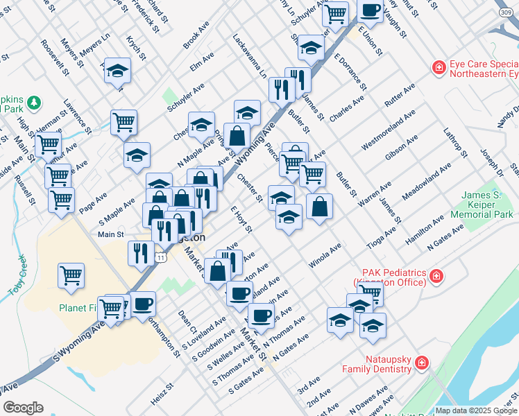 map of restaurants, bars, coffee shops, grocery stores, and more near 340 Rutter Avenue in Kingston