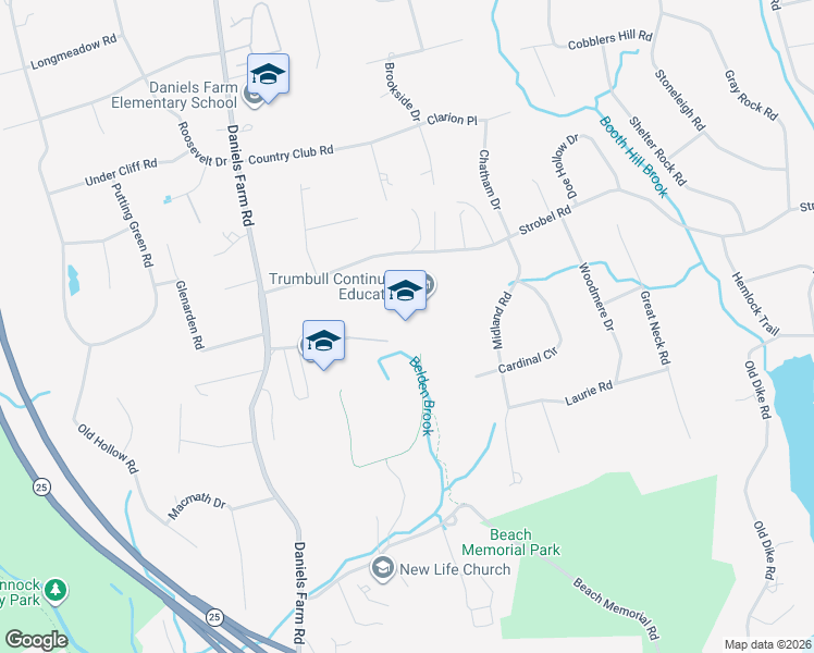 map of restaurants, bars, coffee shops, grocery stores, and more near 72 Strobel Road in Trumbull