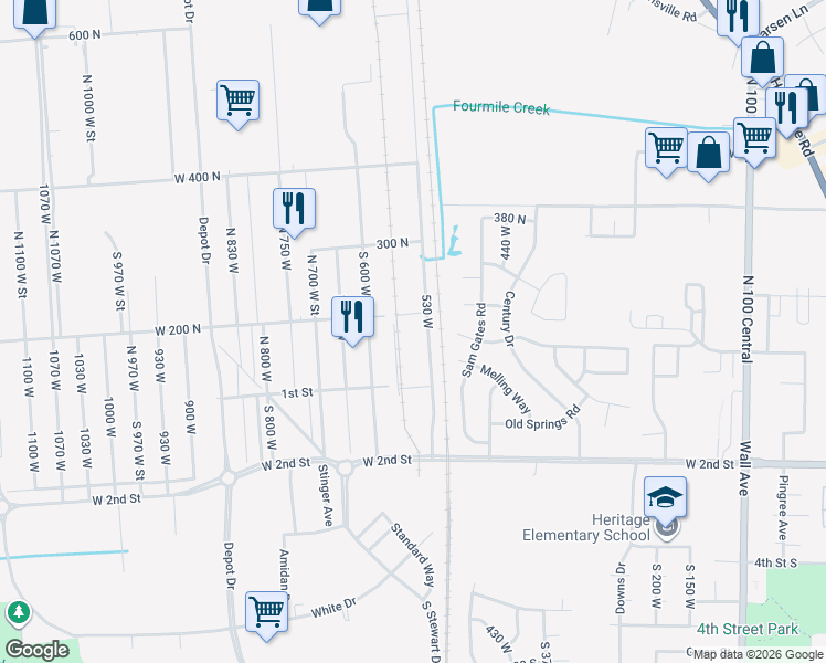 map of restaurants, bars, coffee shops, grocery stores, and more near 117 S 530 West in Ogden