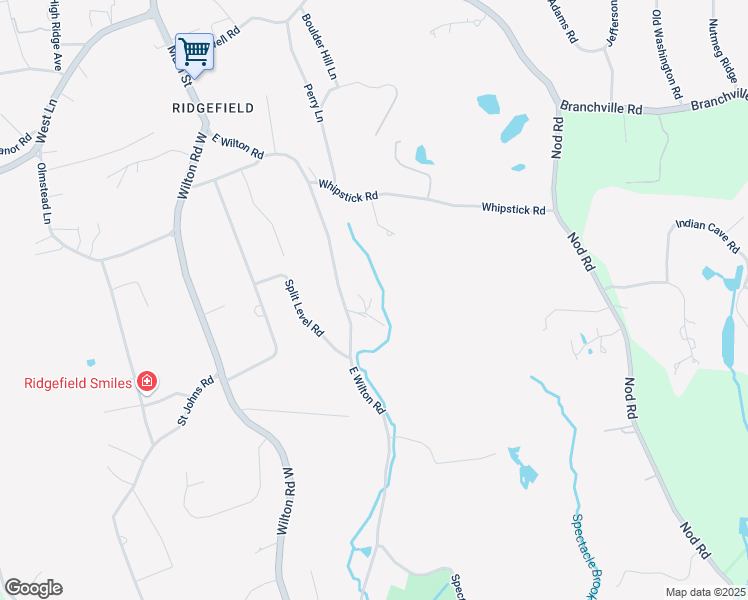 map of restaurants, bars, coffee shops, grocery stores, and more near 256 East Wilton Road in Ridgefield