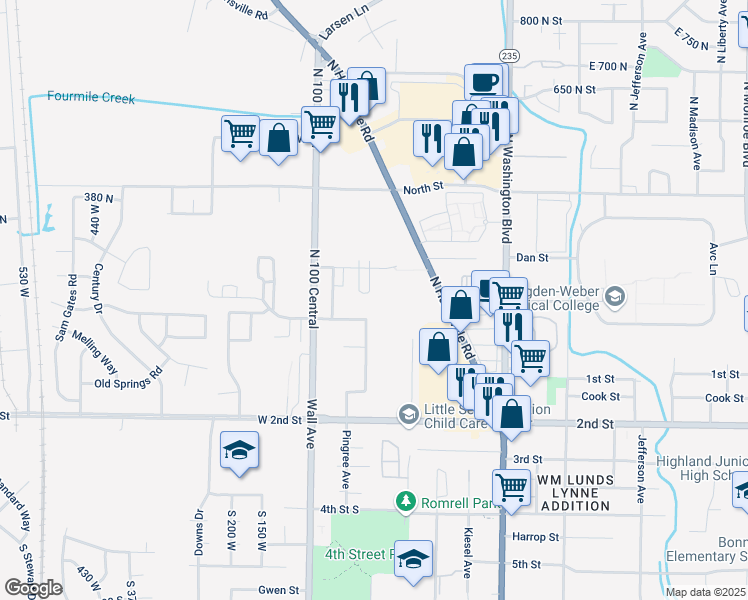 map of restaurants, bars, coffee shops, grocery stores, and more near 204 North 180 East Street in Ogden