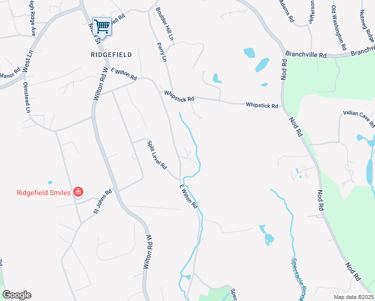 map of restaurants, bars, coffee shops, grocery stores, and more near 256 East Wilton Road in Ridgefield