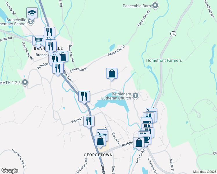 map of restaurants, bars, coffee shops, grocery stores, and more near 5 Portland Hill Road in Redding