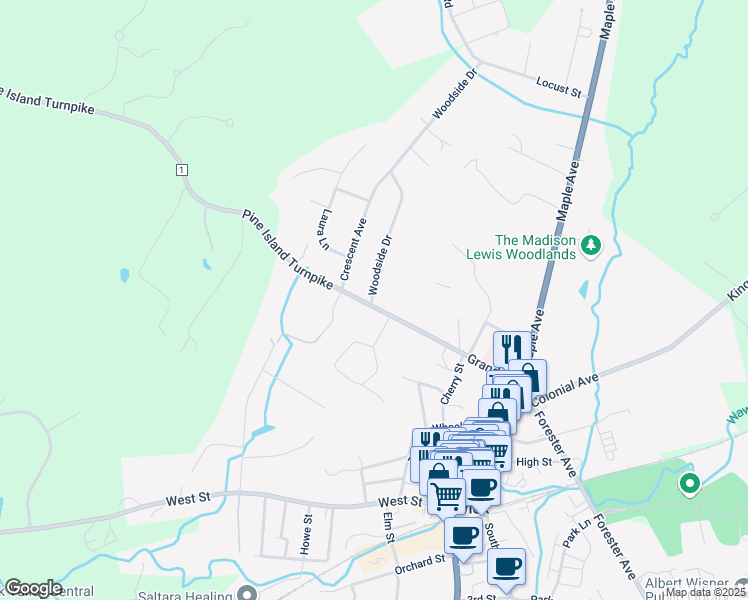 map of restaurants, bars, coffee shops, grocery stores, and more near 4 Crescent Avenue in Warwick