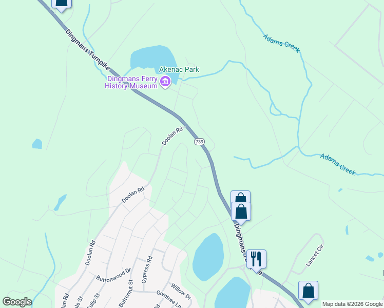 map of restaurants, bars, coffee shops, grocery stores, and more near Butternut Road in Dingmans Ferry