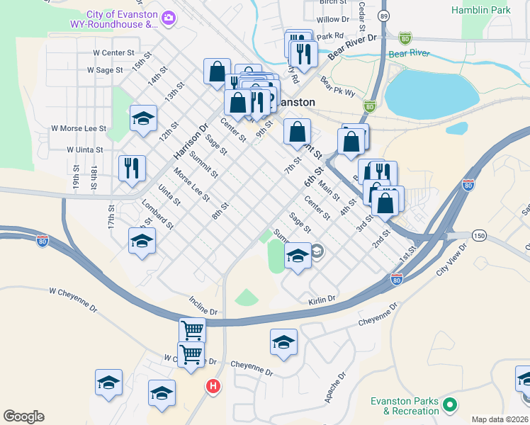map of restaurants, bars, coffee shops, grocery stores, and more near 443 7th Street in Evanston