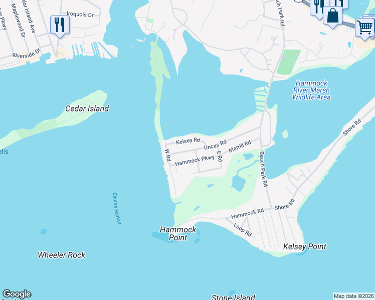 map of restaurants, bars, coffee shops, grocery stores, and more near 26 Kelsey Road in Clinton