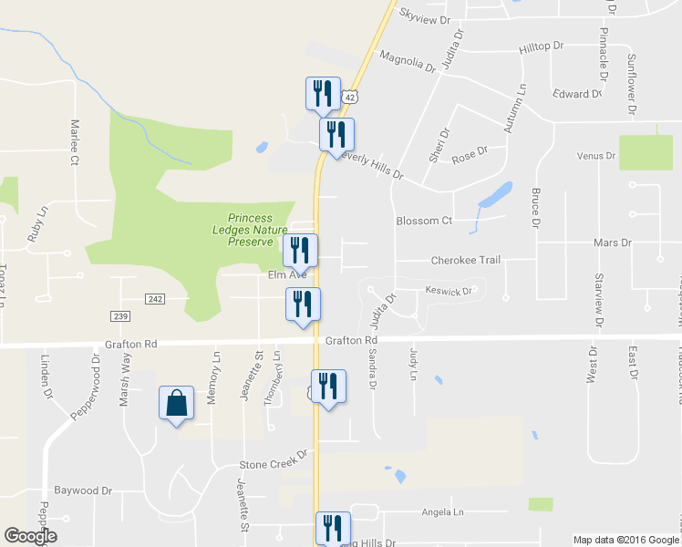 map of restaurants, bars, coffee shops, grocery stores, and more near 4262 Bennington Blvd in Brunswick