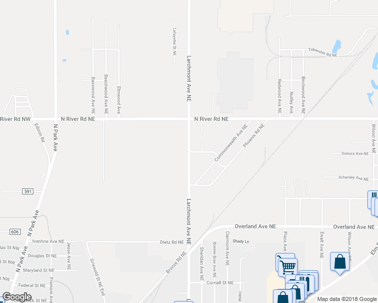 map of restaurants, bars, coffee shops, grocery stores, and more near 2631 County Highway 149 Northeast in Warren