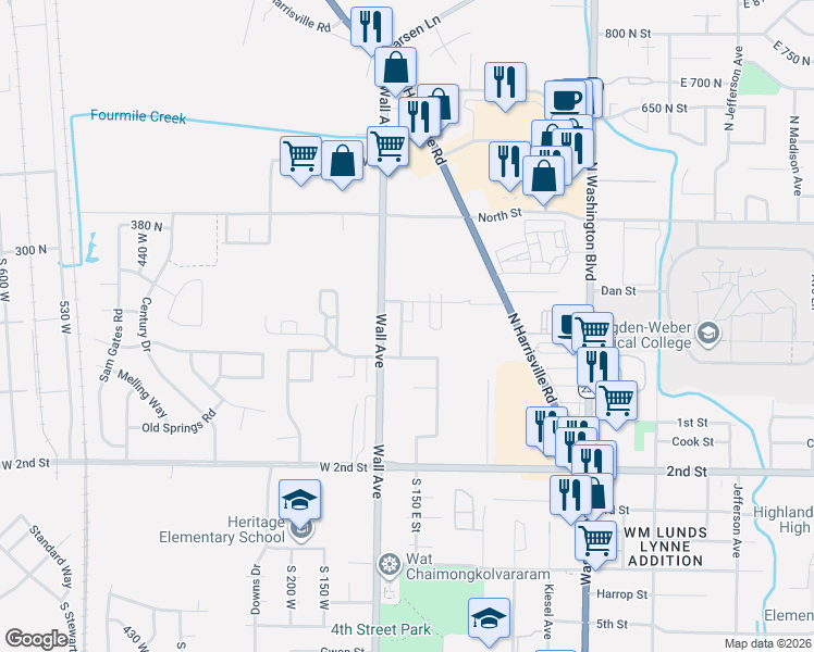 map of restaurants, bars, coffee shops, grocery stores, and more near 210 North Pingree Avenue in Ogden