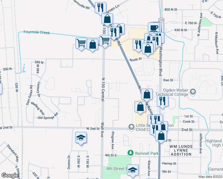 map of restaurants, bars, coffee shops, grocery stores, and more near 210 North 150 West Street in Ogden