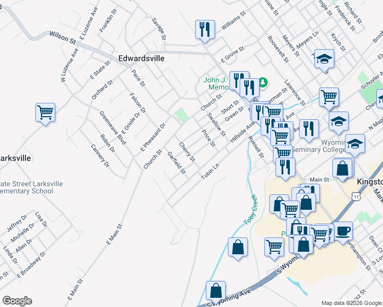 map of restaurants, bars, coffee shops, grocery stores, and more near 211 Summit Street in Edwardsville