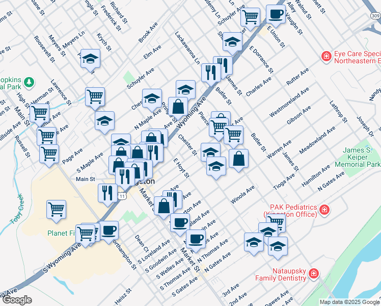 map of restaurants, bars, coffee shops, grocery stores, and more near 340 Rutter Avenue in Kingston