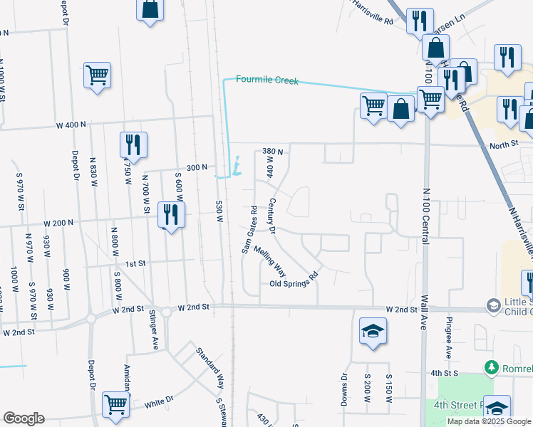 map of restaurants, bars, coffee shops, grocery stores, and more near 224 Century Drive in Ogden