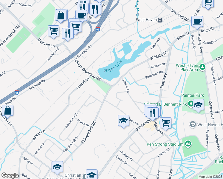 map of restaurants, bars, coffee shops, grocery stores, and more near 868 West Main Street in West Haven