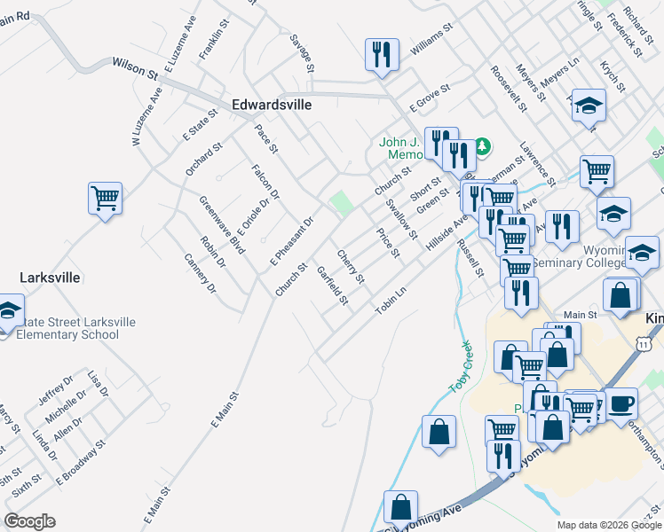 map of restaurants, bars, coffee shops, grocery stores, and more near 249 Green Street in Edwardsville