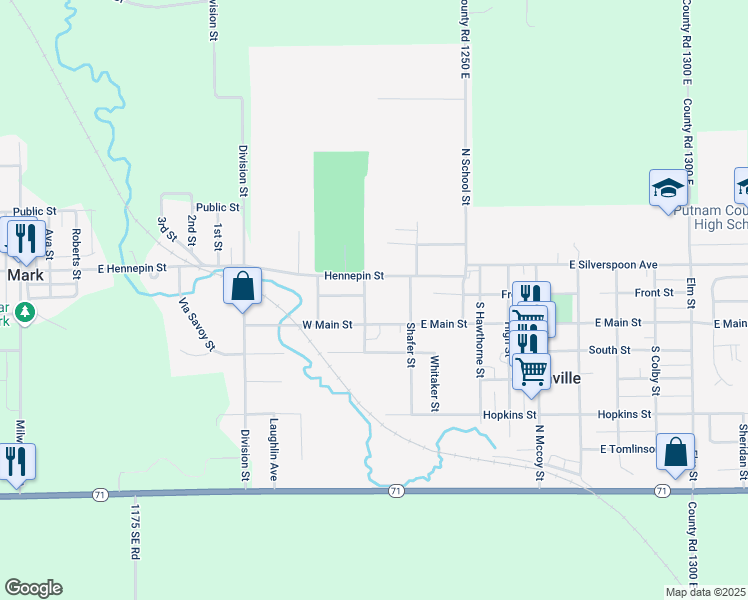 map of restaurants, bars, coffee shops, grocery stores, and more near 103 North Turner Street in Granville