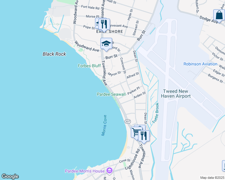 map of restaurants, bars, coffee shops, grocery stores, and more near 235 Townsend Avenue in New Haven