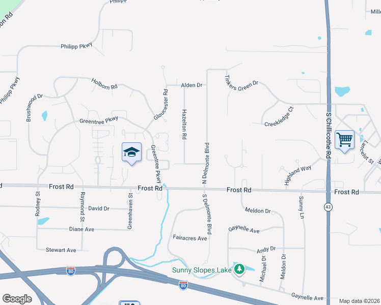 map of restaurants, bars, coffee shops, grocery stores, and more near 10010 Hazelton Rd in Streetsboro