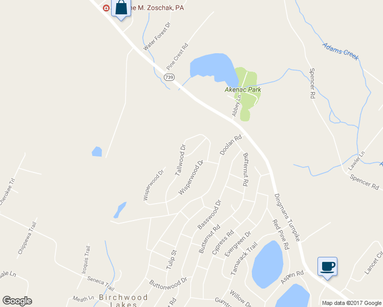 map of restaurants, bars, coffee shops, grocery stores, and more near Branchwood Terrace in Dingmans Ferry