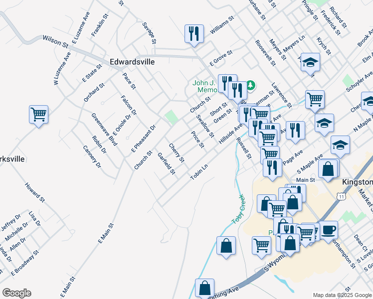 map of restaurants, bars, coffee shops, grocery stores, and more near 189 Summit Street in Edwardsville
