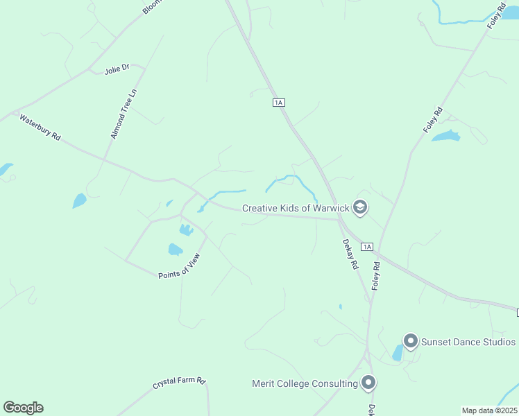 map of restaurants, bars, coffee shops, grocery stores, and more near 24 Waterbury Road in Warwick