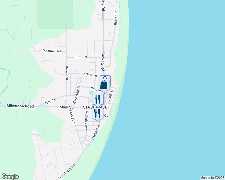 map of restaurants, bars, coffee shops, grocery stores, and more near 31 Codfish Park Road in Nantucket