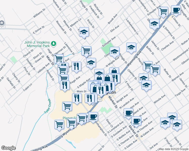 map of restaurants, bars, coffee shops, grocery stores, and more near 799 Market Street in Kingston