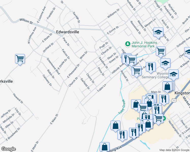 map of restaurants, bars, coffee shops, grocery stores, and more near 189 Summit Street in Edwardsville