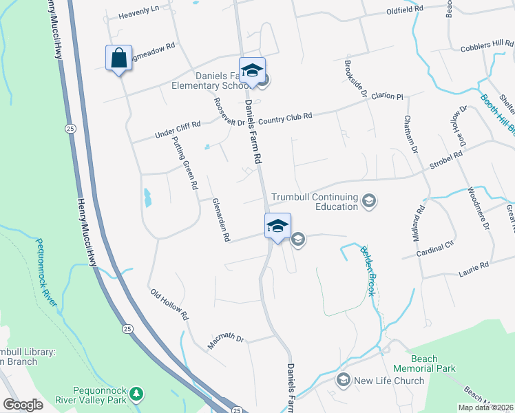 map of restaurants, bars, coffee shops, grocery stores, and more near 11 Meadow Wood Road in Trumbull
