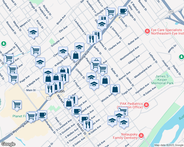 map of restaurants, bars, coffee shops, grocery stores, and more near 389 Rutter Avenue in Kingston